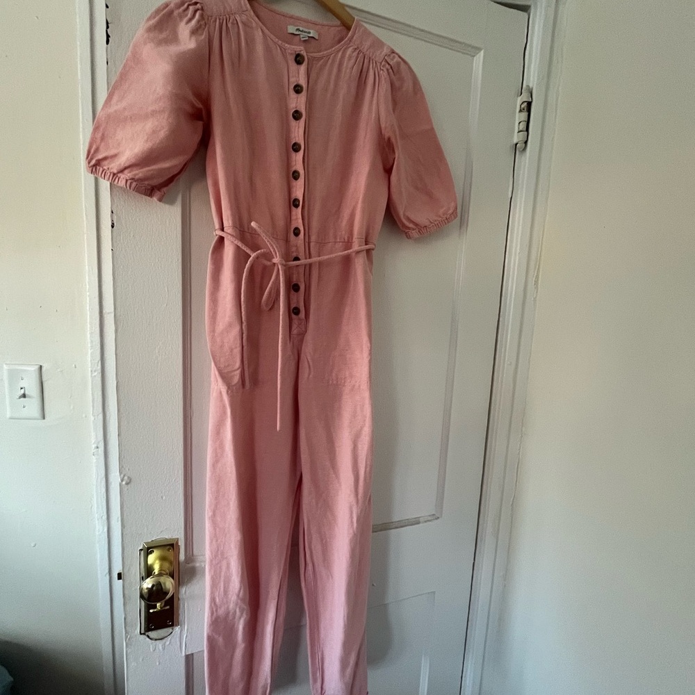 Madewell Blush Button-Front Jumpsuit